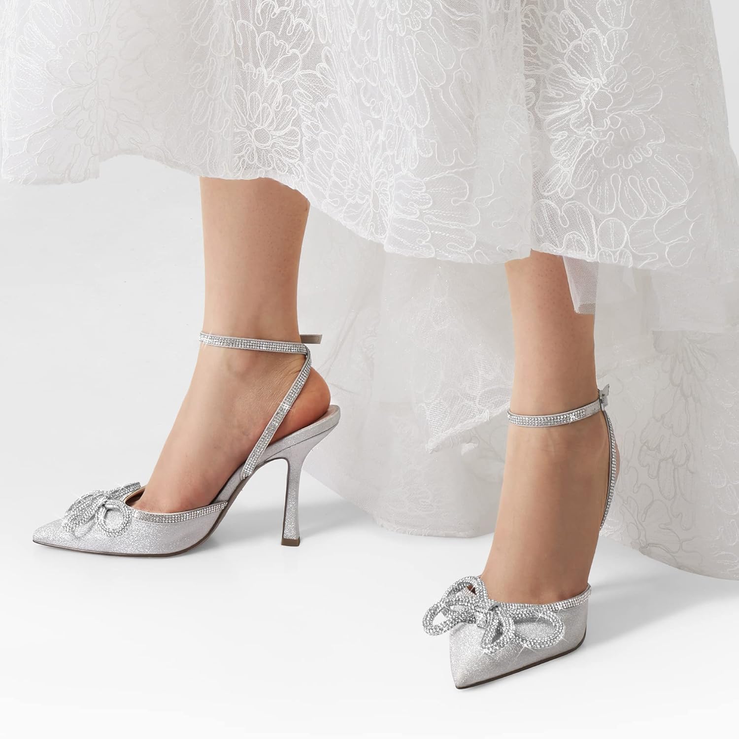 Rhinestone Ankle Strap Pumps