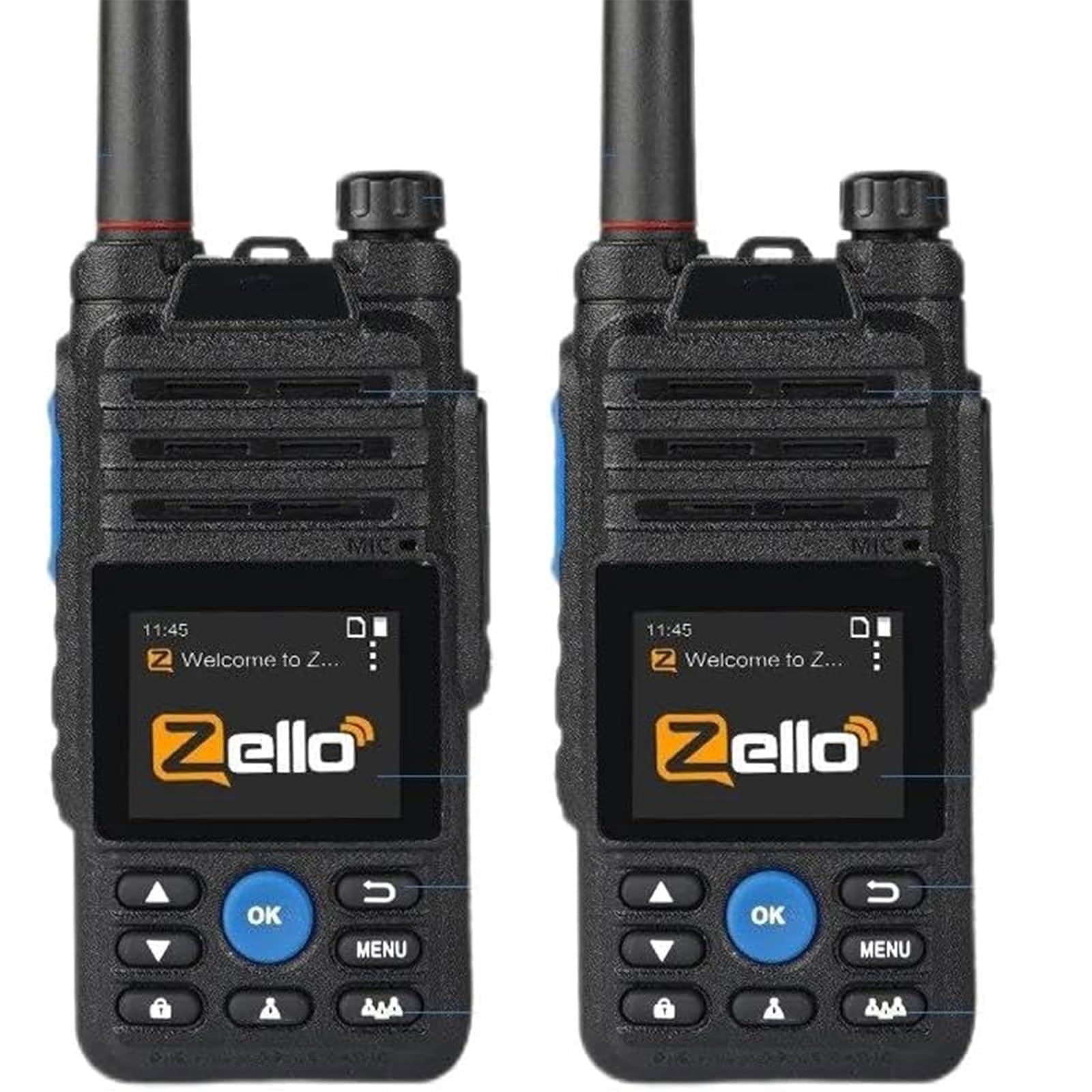 LUOTWO B5 Long Range Walkie Talkie with Zello 4G Nationwide Handheld Rapid Radios Unlimited Range Bluetooth Rechargeable Long Distance Network Walkie Talkie (2Pack)