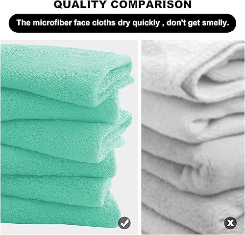 Miniatura 6 de Paños faciales de microfibra de secado rápido, paños desmaquillantes suaves, paquete de 12 unidades, verde agua