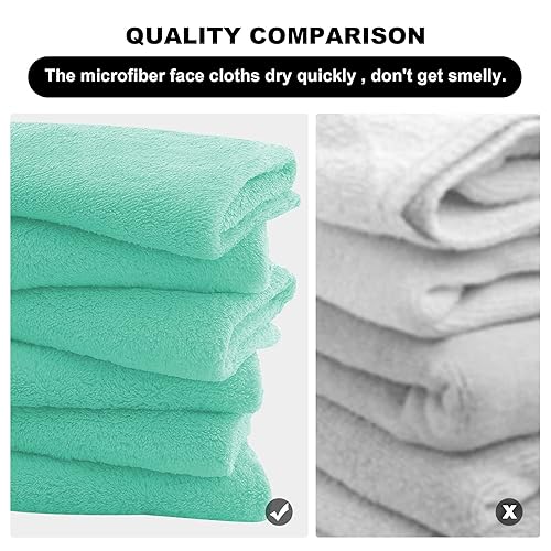 Miniatura 6 de Paños faciales de microfibra de secado rápido, paños desmaquillantes suaves, paquete de 12 unidades, verde agua