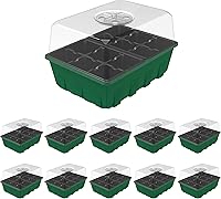 Vista 12 de Gardzen Juego de 5 bandejas de inicio de semillas, bandejas duraderas para germinación de plantas con cúpulas y bases ventiladas de humedad, ideal