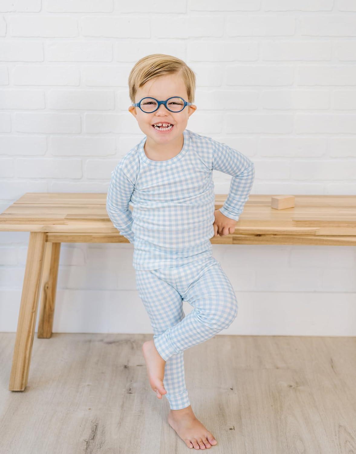 moimoln Baby Toddler Pajama Set Snug-Fit Cotton Modal Sleepwear, Leopard, Check & Solid Mix (6M-8Y, 1/2 Pack) - Image 3