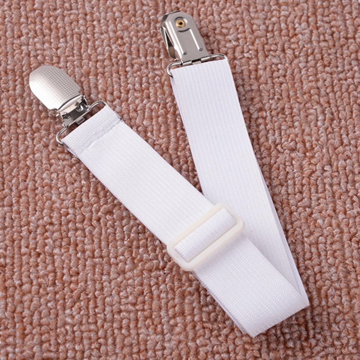 8pcs White Nylon Bed Sheet Fasteners Clips with Stable Grip and Easy to Remove Feature Elastic Sheet Clips for Bed Covers for Securing Bedding