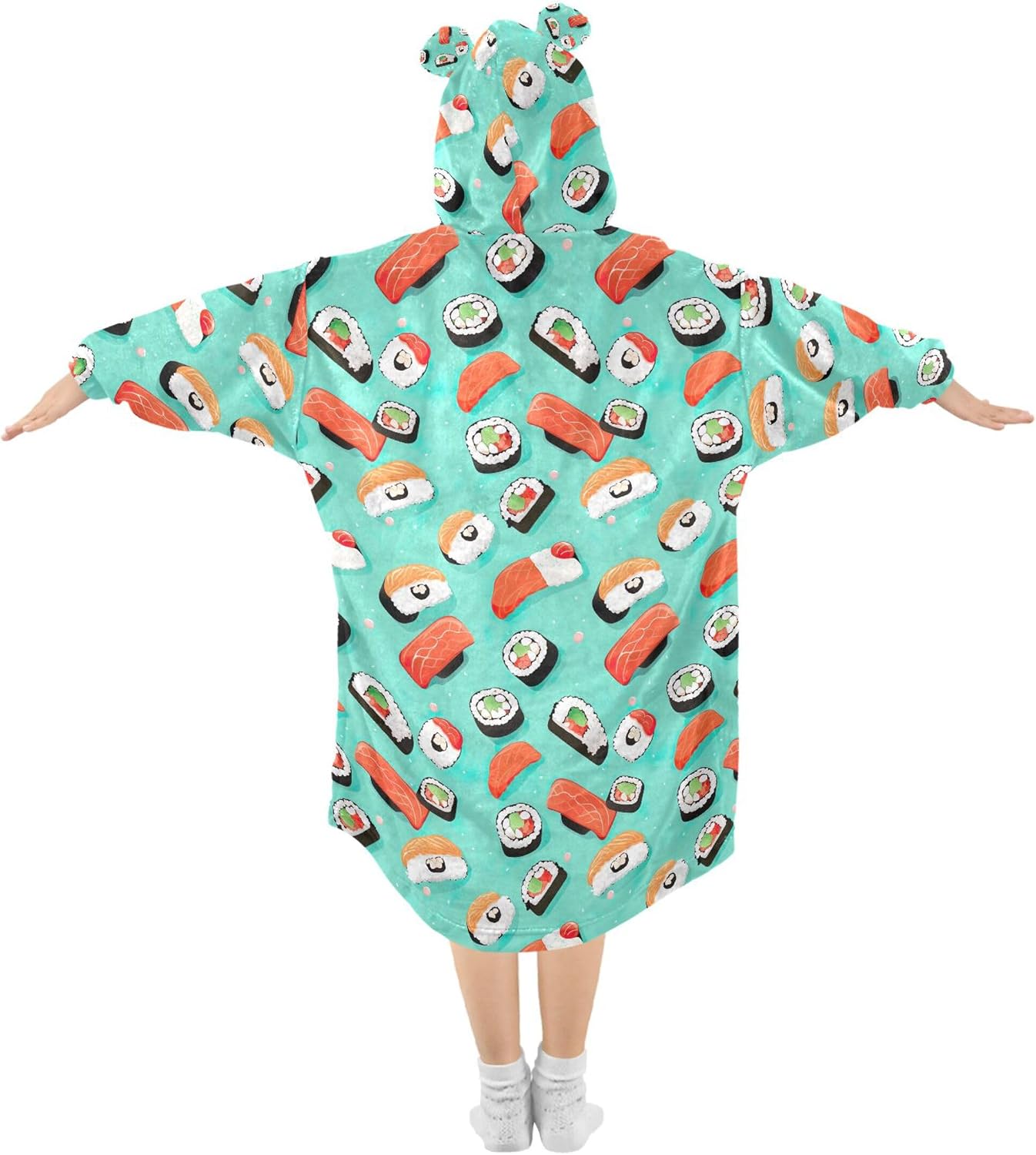 Sushi Food Kids Wearable Blanket Hoodie with Pocket and Sleeves for Toddlers, Cute Hoodies Girls Boys B0403766
