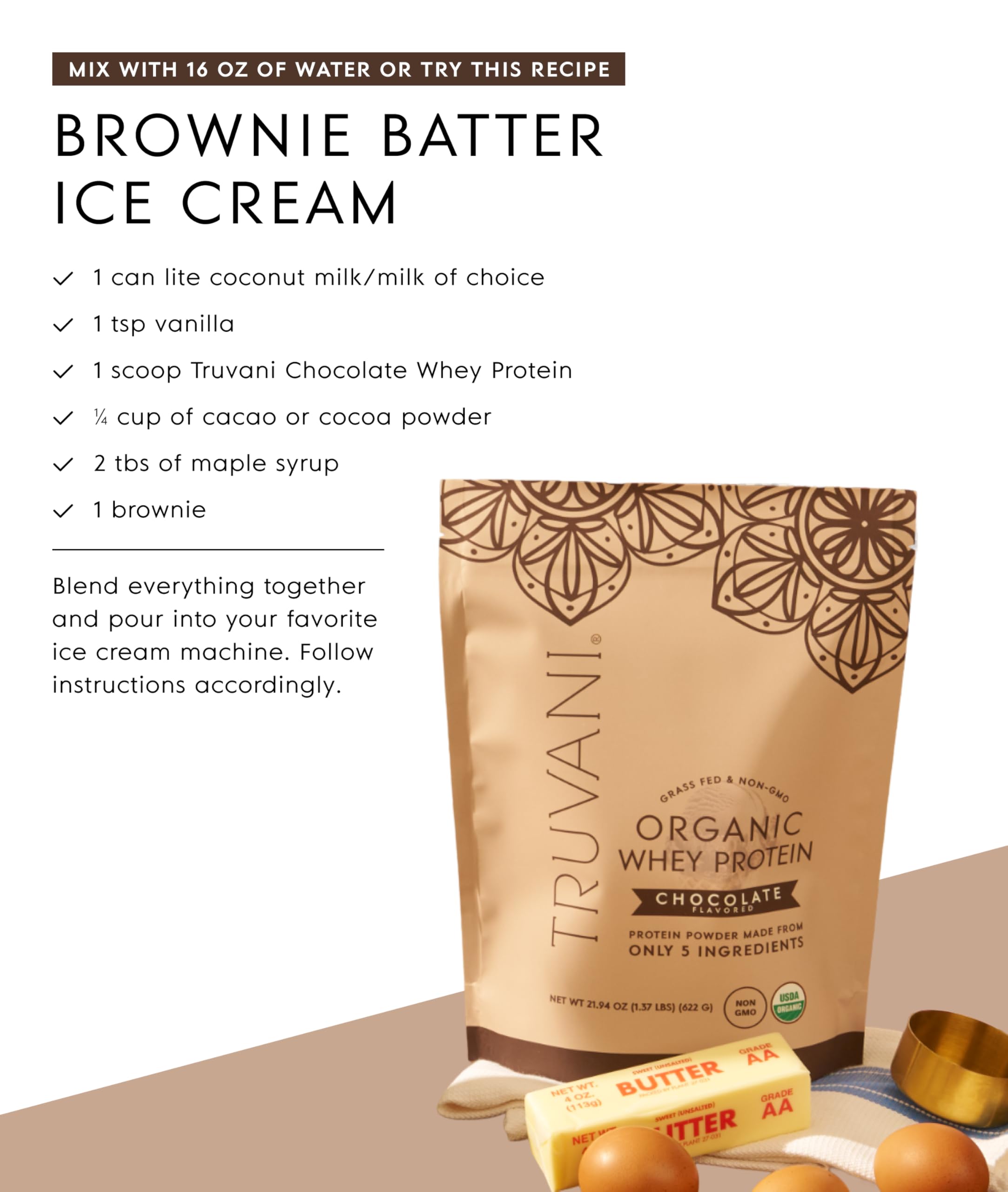 Truvani Organic Whey Protein Powder | Chocolate | 20 Servings — Amazon image 8