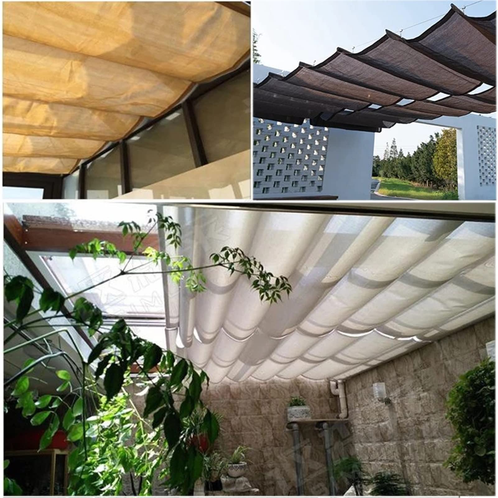 Vela Parasole Retrattile Wave Per Pergola E Terrazzo - HDPE 95% Protezione UV, Con Accessori Di Montaggio Completi - 4