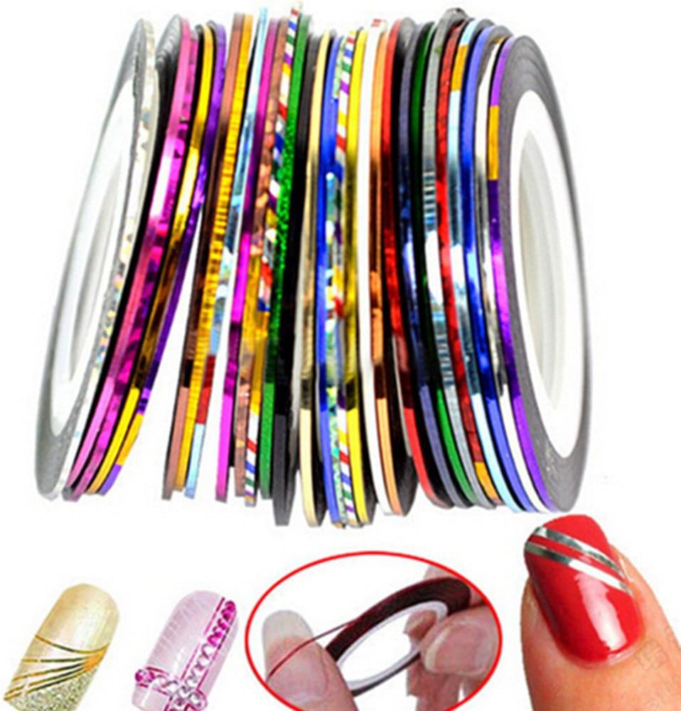 30 Colors Multicolor Mixed Striping Tape Lines for Women Nail Art Decoration Sticker DIY Nail Design