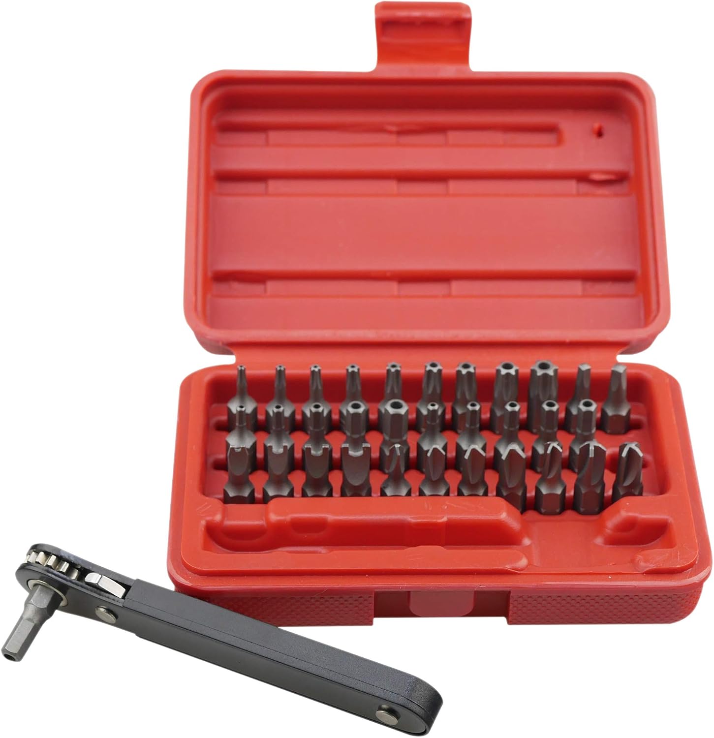 KAIFNT K401 Tamper-Proof Security Bit Set with Mini Ratchet Wrench, 1/4-Inch Drive, 34-Piece