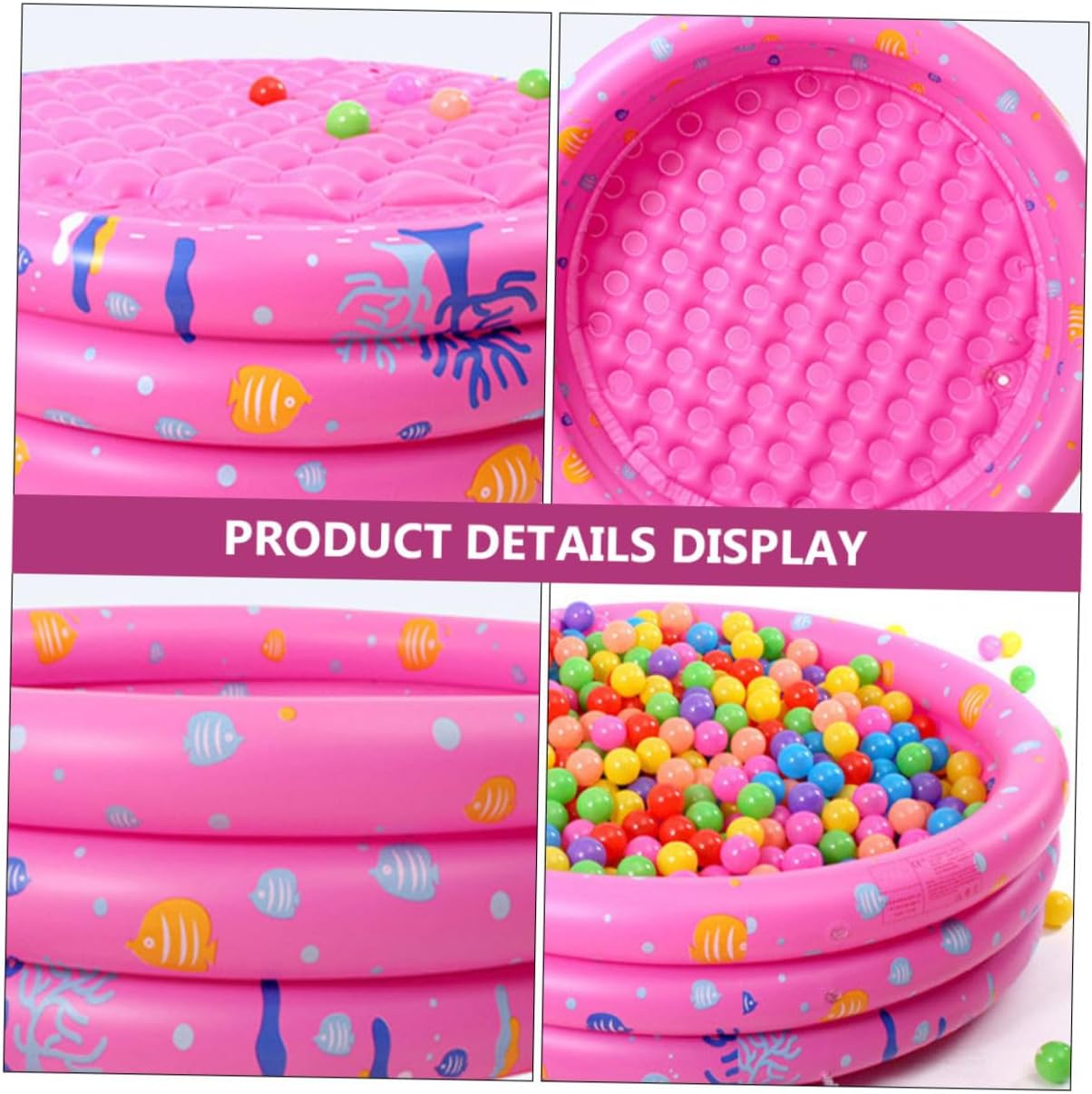 Inflatable Round Kiddie Swimming Pool PVC Paddling Pool for Boys Indoor Outdoor Water Fun Summer Pink