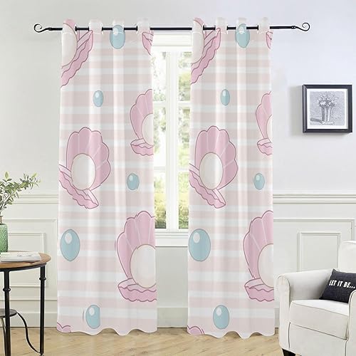 Miniatura 1 de Lindas cortinas opacas con rayas naranjas y perlas, de 84 pulgadas de largo, cortinas para ventana para dormitorio, cortina divisora de habitación,