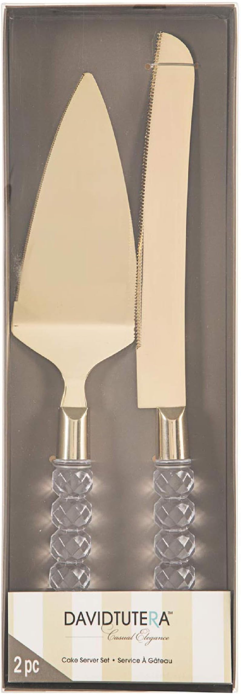 David Tutera Crystalline Handle Wedding Cake Gold Metal Serving Set