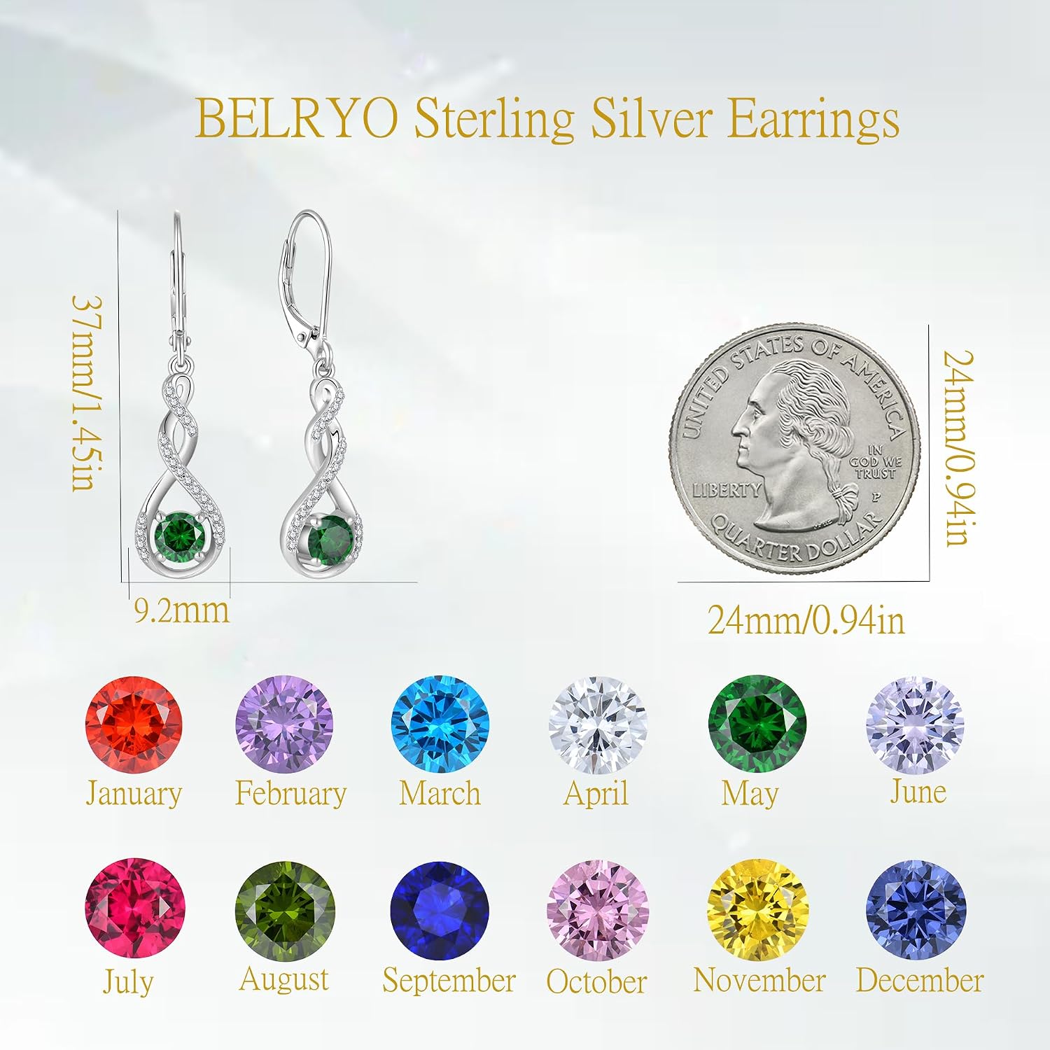 Infinity Twisted Earrings Leverback Earrings 925 Sterling Silver Cubic Zirconia Dangle Drop Earrings Christmas Gift for Women Her Wife Mother