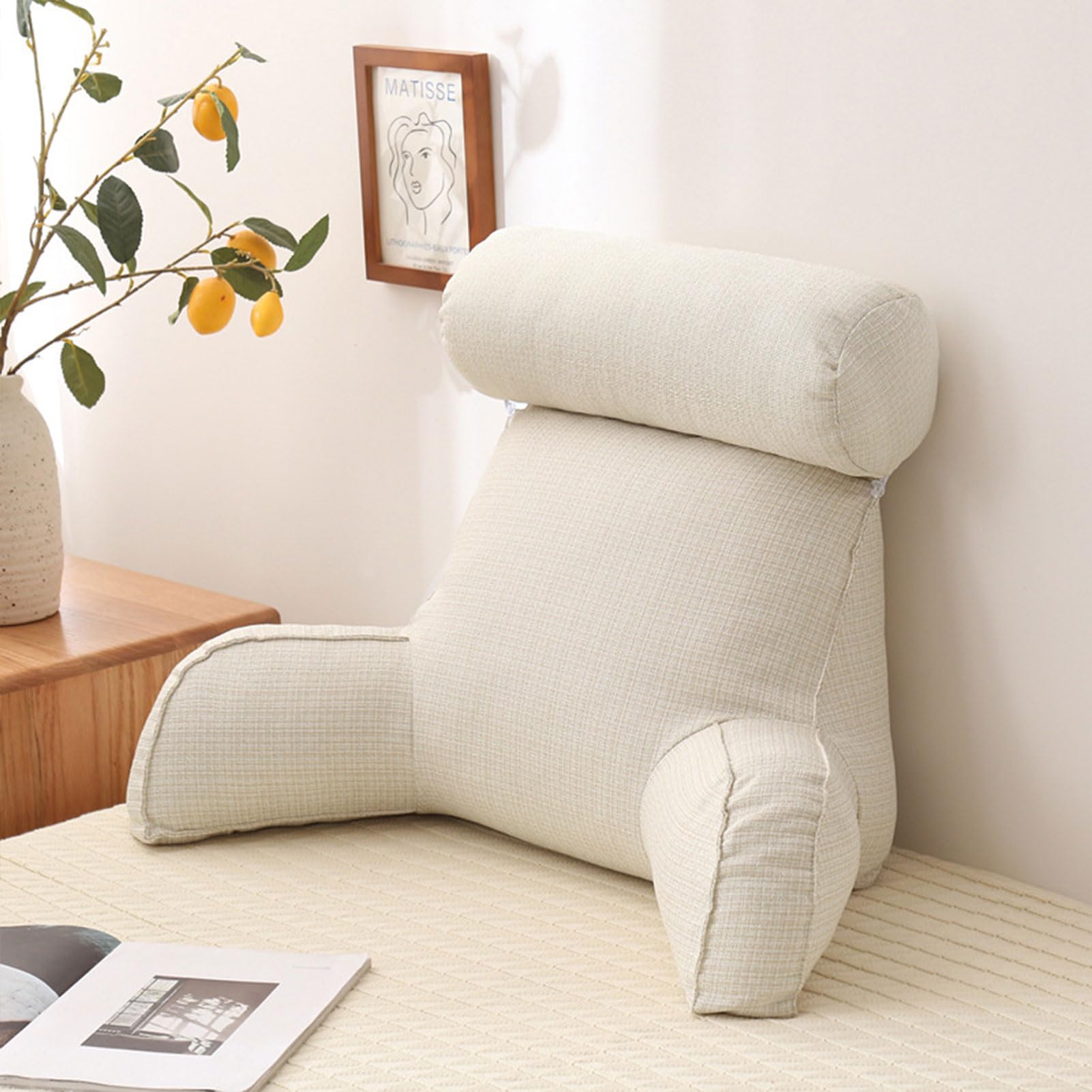 YKMYXZ support pillow， Velvet Reading | Cushion Great For BackRest Lumbar Support | And Durable Bean Bag(Ivory,75x40x50 cm)
