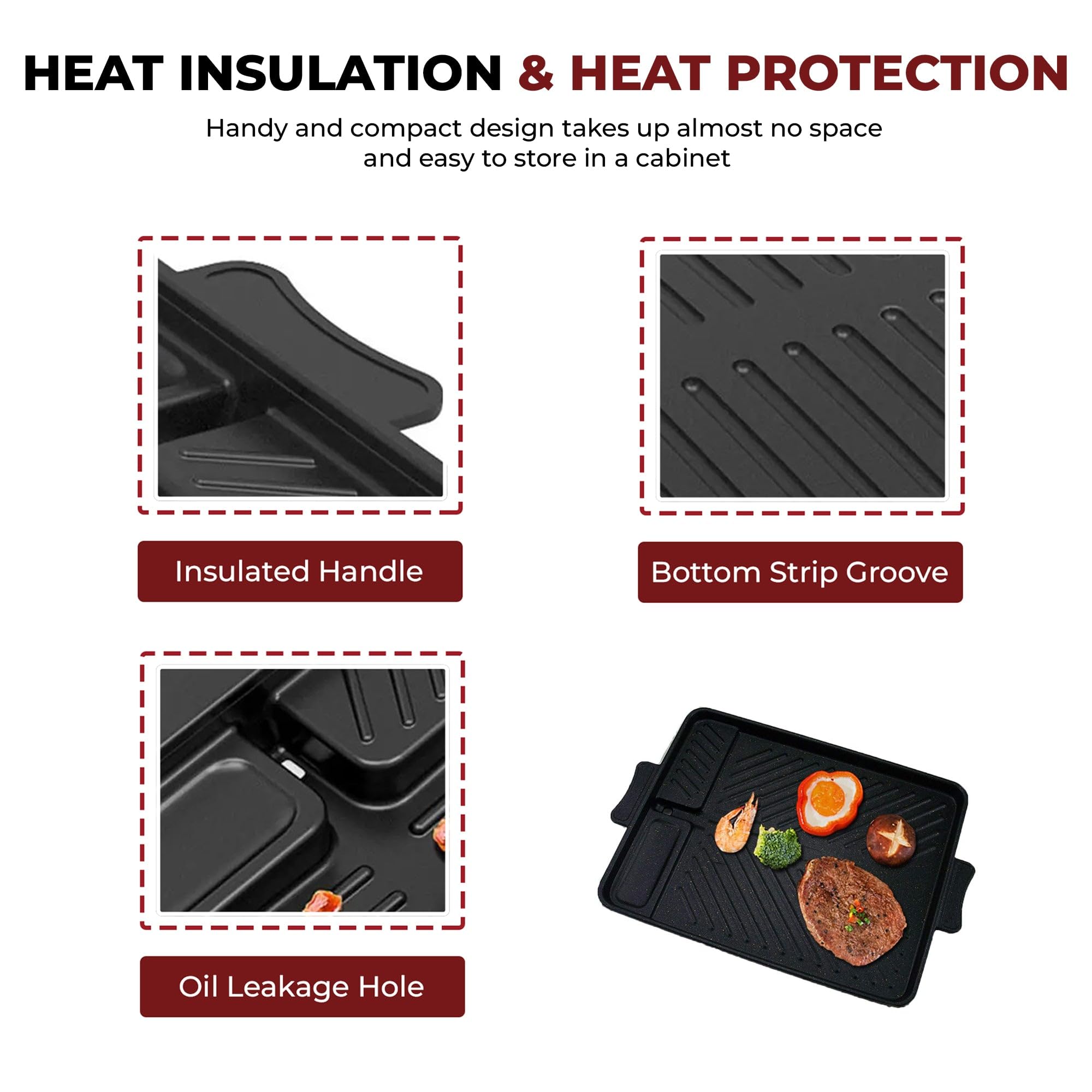 SleekPan Smokeless Grill Pan – Premium Aluminum, Non-Stick,Portable Grill Compact Design with Tilt Mechanism for Oil Drainage – Ideal for Indoor and Outdoor Grilling – Stylish Black Finish