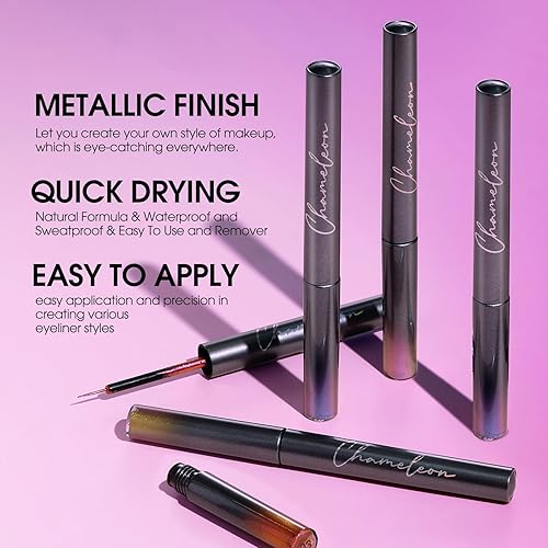 Miniatura 6 de Delineador de ojos líquido multicromo, delineador de ojos con purpurina líquido impermeable, juego de maquillaje líquido, plantillas de delineador