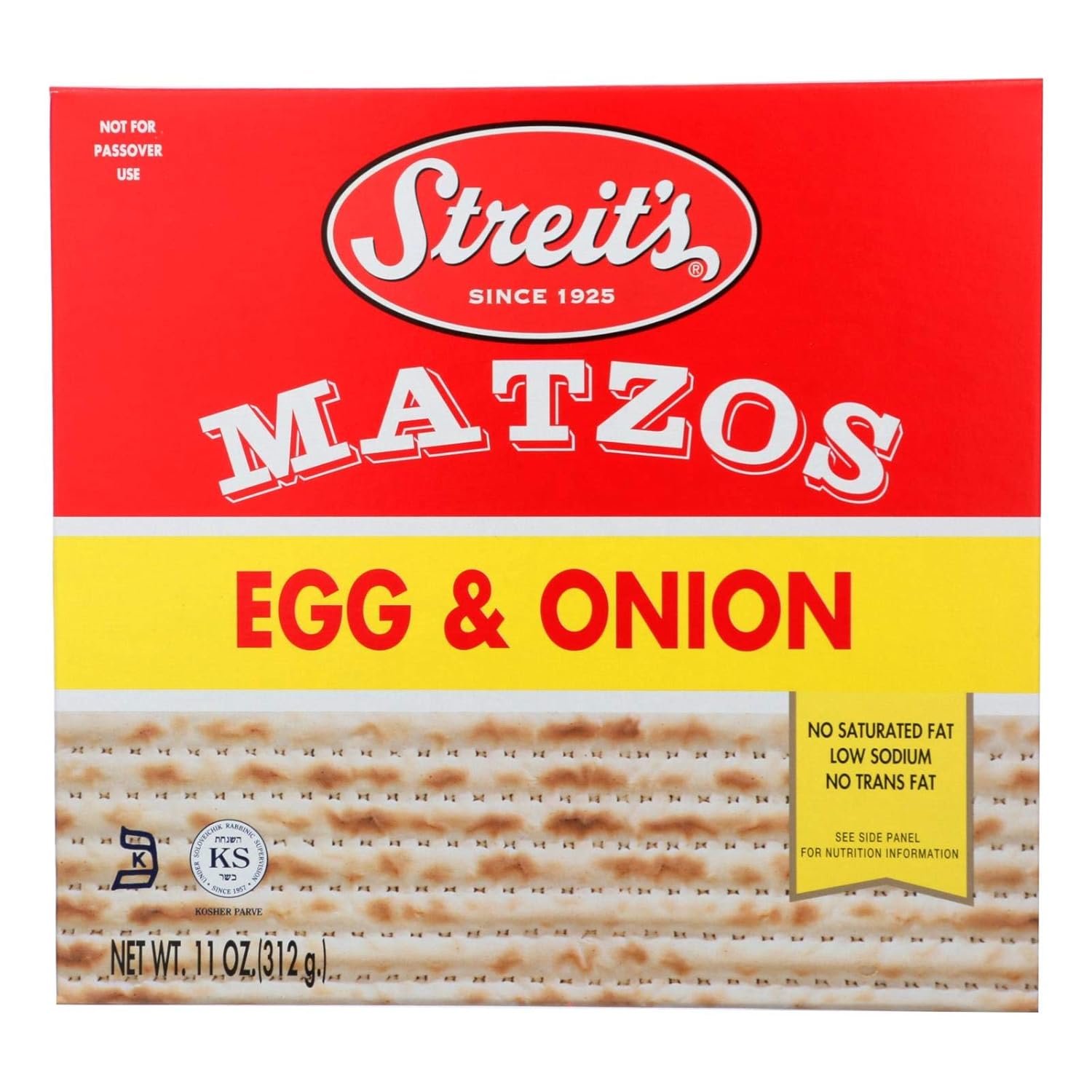 Streits Matzo, Egg/Onion, 11-Ounce Box (Pack of 8)