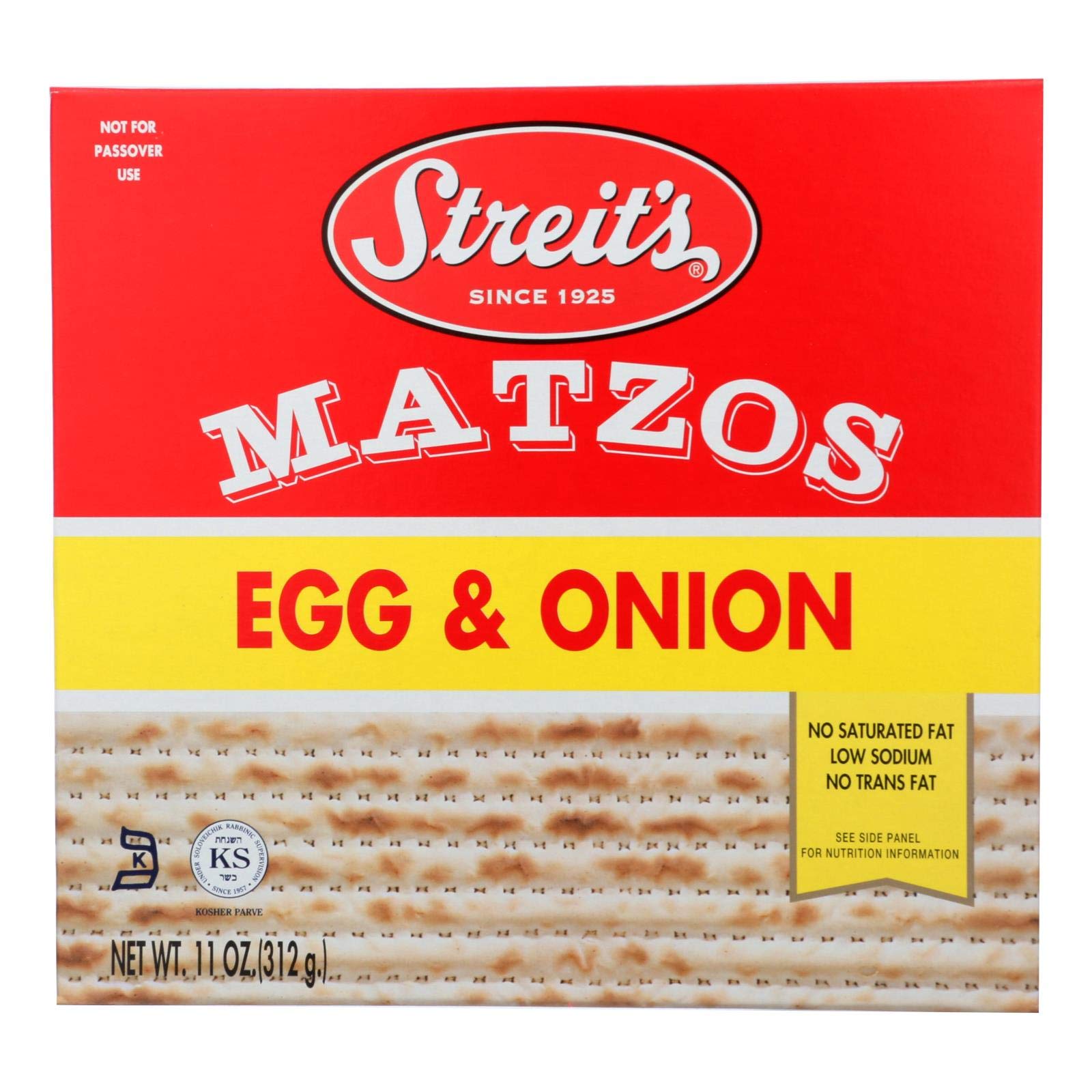 Streits Matzo, Egg/Onion, 11-Ounce Box (Pack of 8)