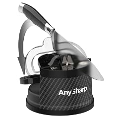 AnySharp Editions Hands Free Knife Sharpener - Easy to Use Sharpening Tool with PowerGrip Suction Base and 20-Degree