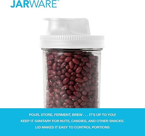 Vista 9 de Jarware 82689 Tapa de tarro Mason con boquilla blanca con y sin asa, boca ancha, juego de 2 Blanco