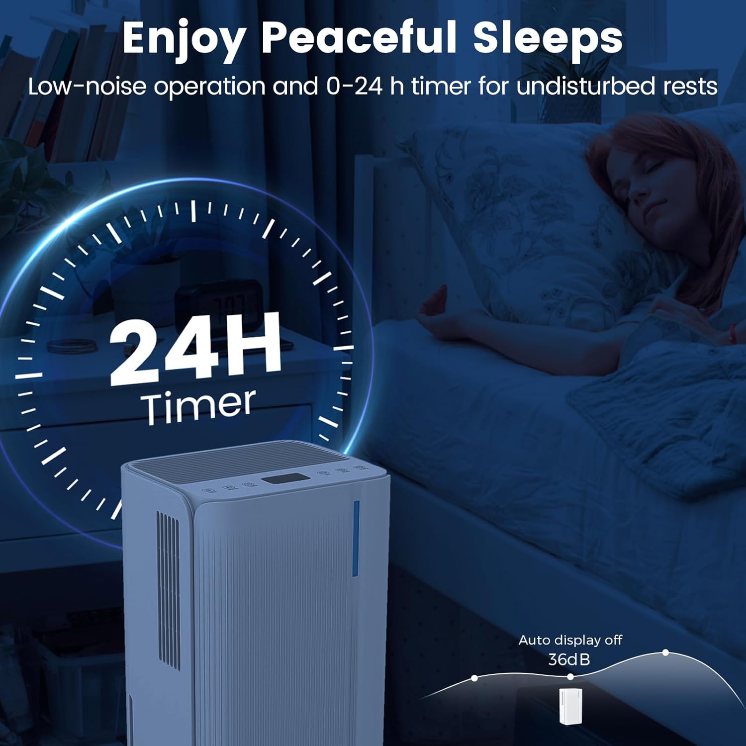 DORTALA 32 Pints Home Dehumidifier, 2000 Sq.Ft Portable Dehumidifiers with Drain Hose and Wheels, 3 Modes, 24H Timer, 3-Color Lights for Bathroom, Bedroom, Basement