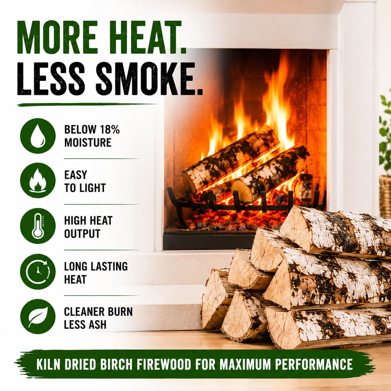 Alderline Premium Kiln-Dried Birch Hardwood Logs 20kg - Ready to Burn firewood - Smokeless fire logs for wood burners Stoves, Fire Pits - Image 6