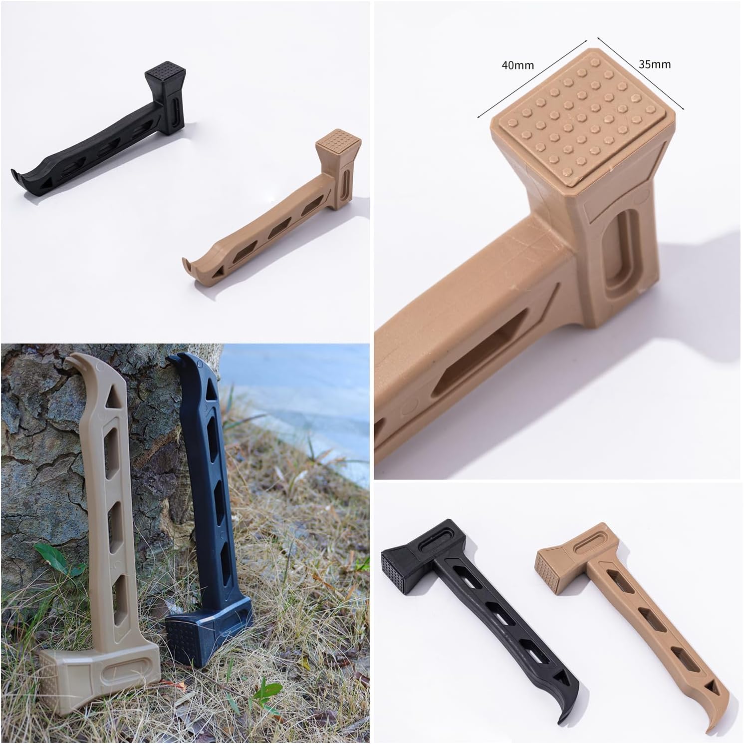 2 Pack Camping Hammer Lightweight Plastic Mallet Puller Claw Tent Stakes Hammer for Camping Stakes Tent Pegs Nail Spike Garden Stakes Camping Pegs Canopies Tarp Shelter Outdoor Hiking