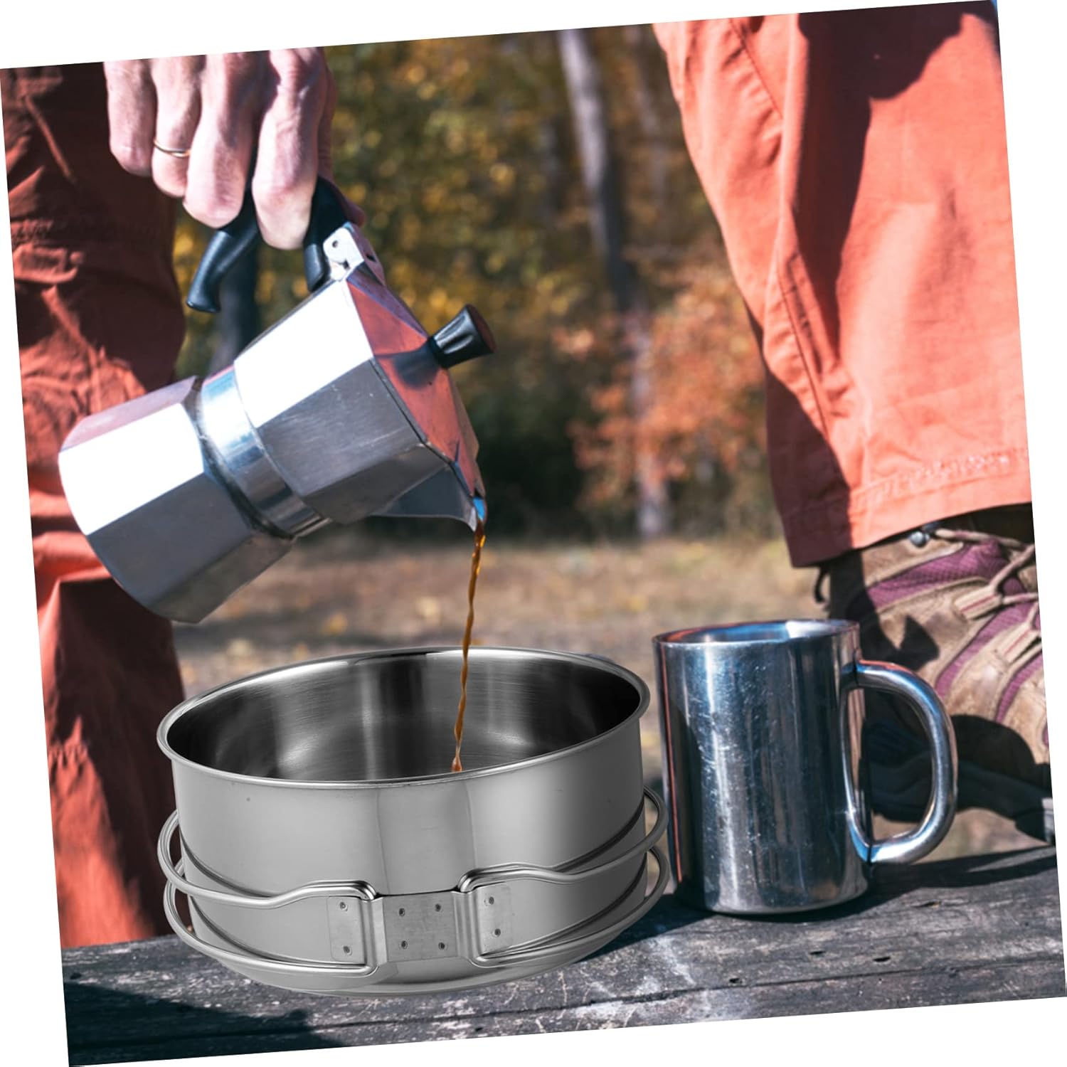 SUPVOX Stackable Stainless Steel Camping Cookware Non Stick Pot Pan for Outdoor Picnic Lightweight and Space