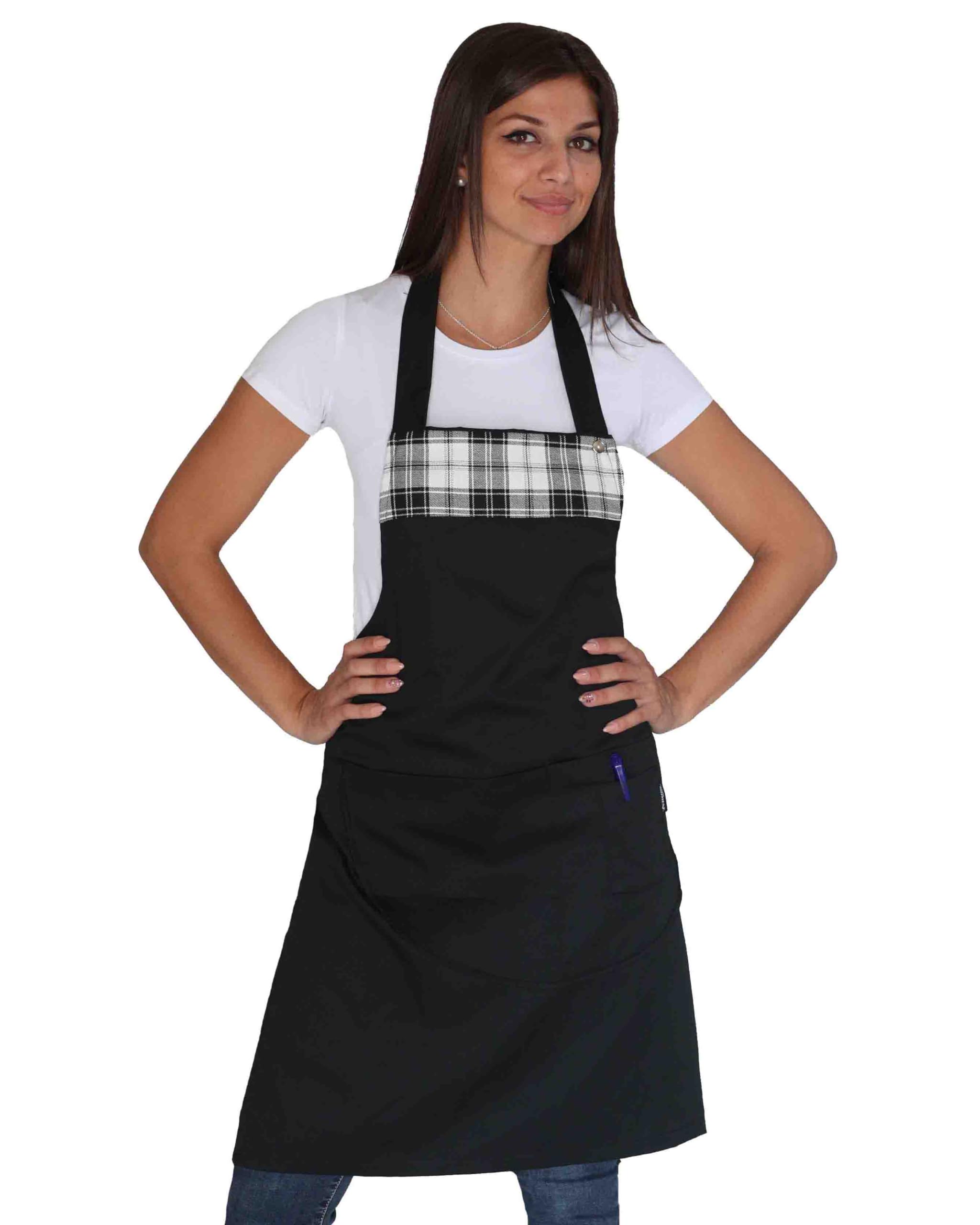 Tablier de cuisine écossais, 10 pièces, broderie gratuite, pour bar, restaurant, hôtel, barman, barman, uniforme de travail pour homme, femme, fabriqué en Italie, écossais., Taille Unique