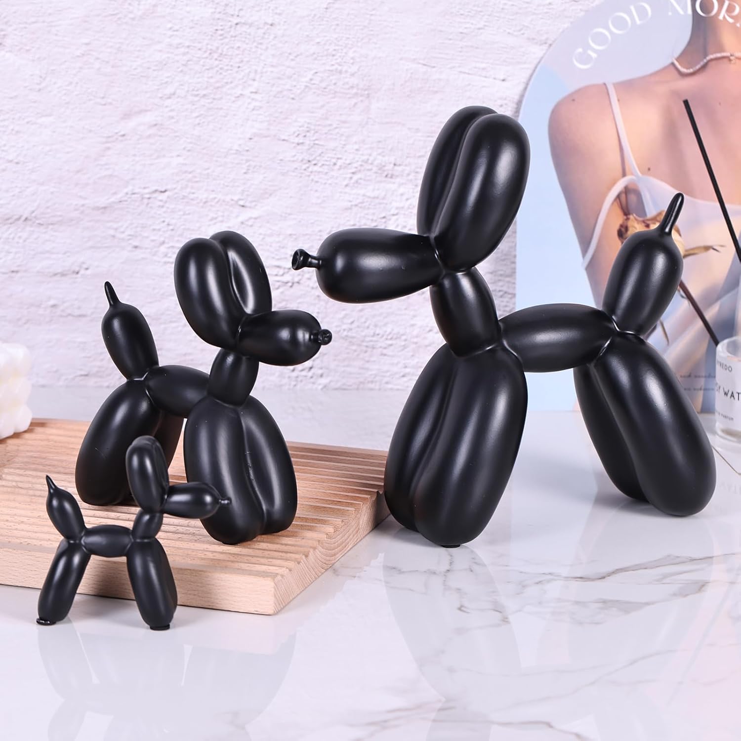 Black Balloon Dog Decor,Balloon Dog Statue,Balloon Animal Decor,for Shelf Decor Preppy Room Decor,Cute Statue Home Decor, Bedroom Modern Sculpture Desk Decor, Decorations Figurines