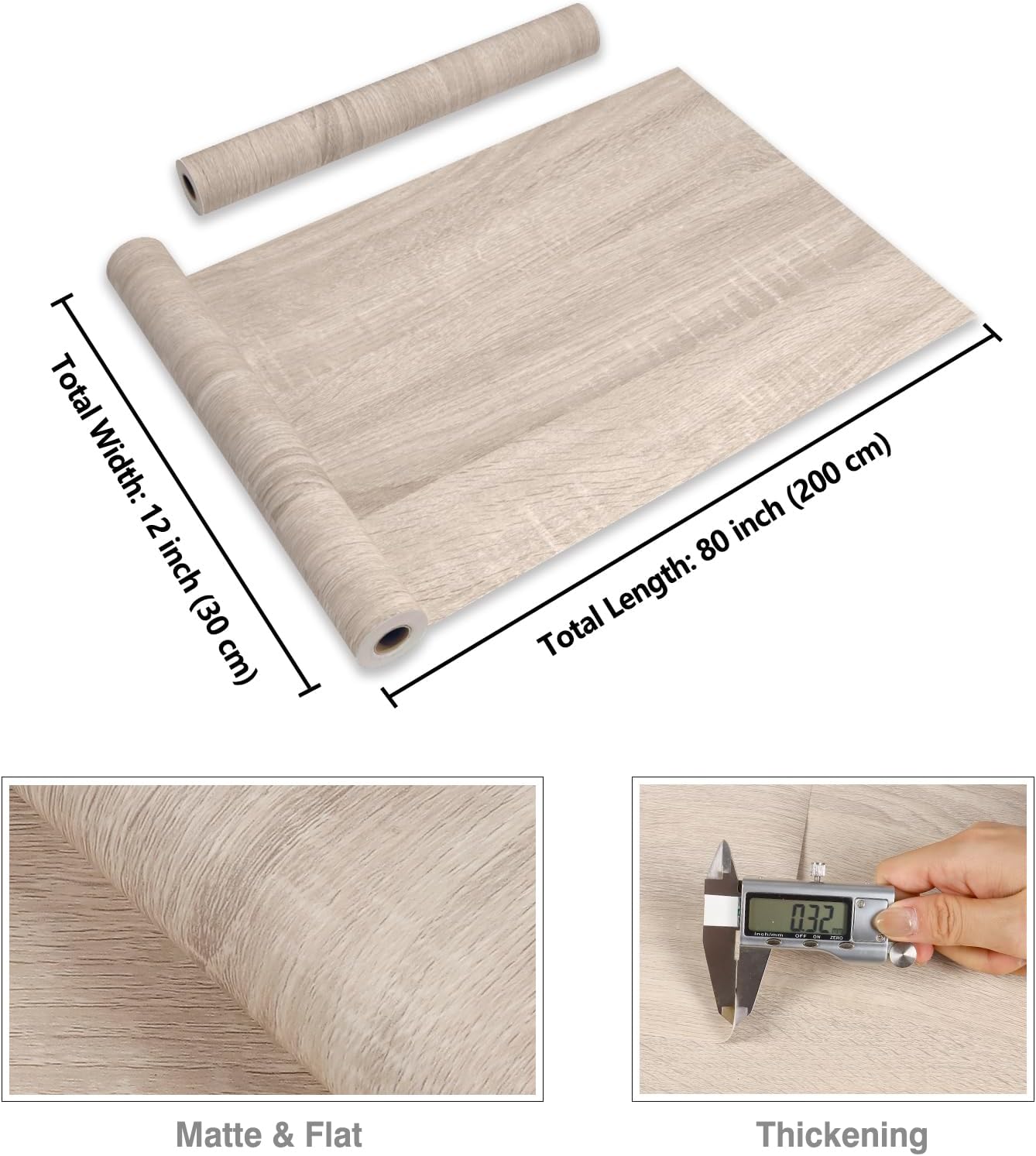 CRE8TIVE Beige Wood Wallpaper Peel and Stick Wood Grain Contact Paper Waterproof Light Wood Contact Paper for Cabinets Drawers 12"x80" Self Adhesive Wood Countertop Contact Paper for Kitchen Bathroom
