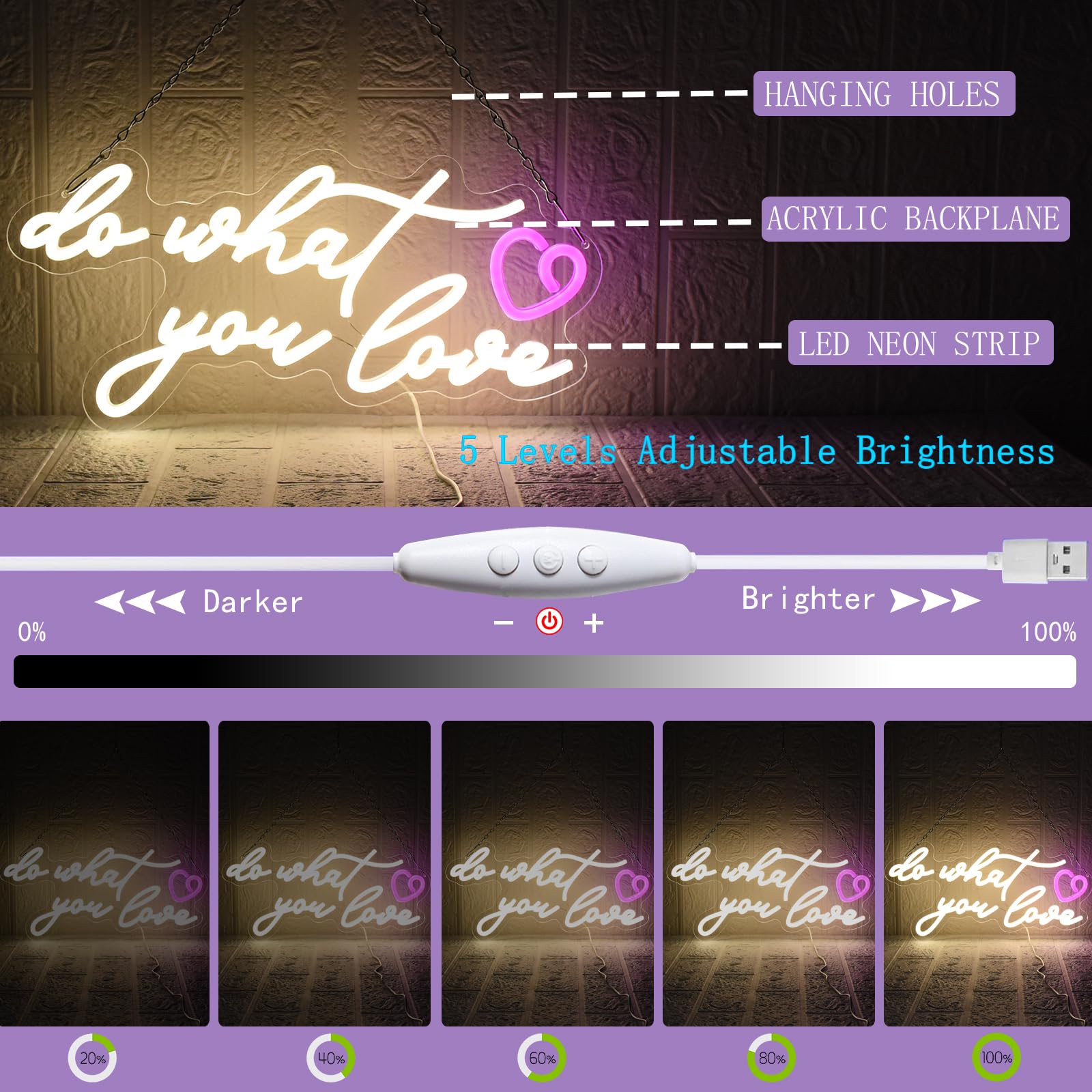 Neon Do What You Love Neon Panel Ciepły Biały Neon LED Neonowy Znak Ścienny do Sypialni Ślubu Urodziny Walentynki Dekoracja