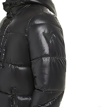 MISTREASS　Fooded Padding Jacket GUESS Men's Full Length Mid-Weight Puffer Jacket with
