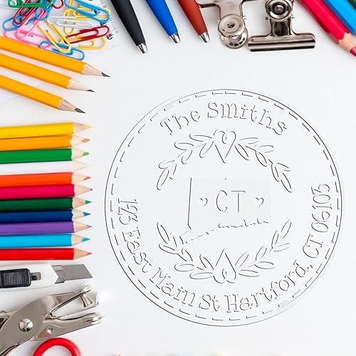 Miniatura 704 de Round State Love - Sello de dirección de devolución para Texas, uso con almohadilla de sello, mango de madera, sello de dirección de Texas