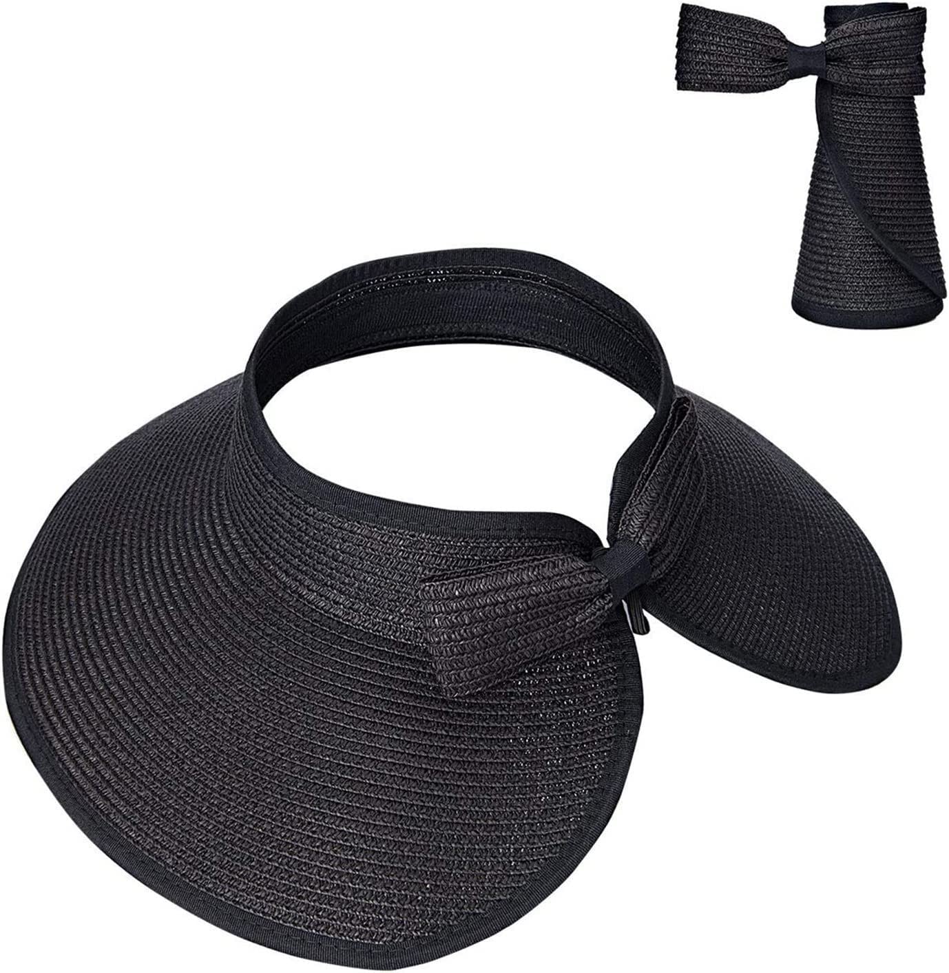 Casquette Visiere Femme, Summer Chapeau De Soleil D'été Pliable Large Bord Plage Paille Dames Pliable, Chapeau de Plage