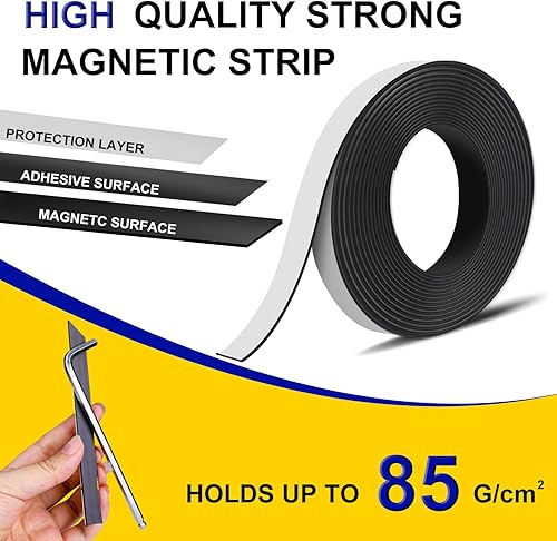 Miniatura 5 de DIYMAG Cinta magnética, 2 rollos de tira magnética con fuerte autoadhesivo y flexible, rollo de cinta magnética para proyectos de manualidades,