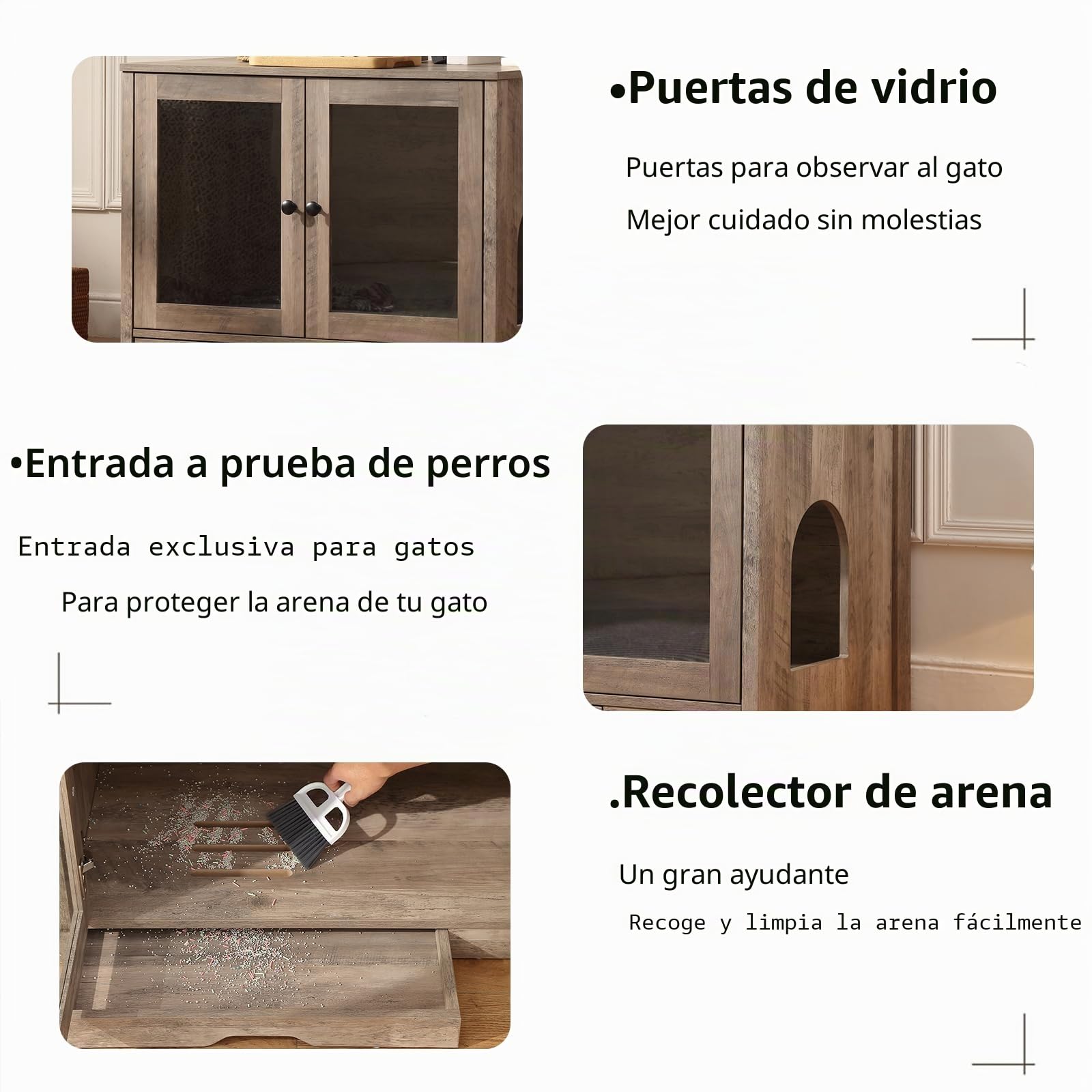 Forest Gravity Mueble Arenero para Gato Pequeño Mueble Arenero para Gato Moderno 82 * 58.5 * 53 cm Casa para con Puerta y Tabique Separador Gris