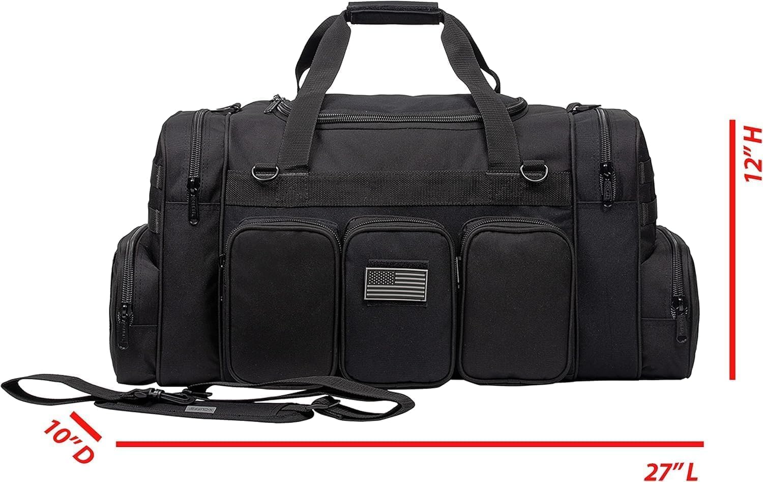 K-Cliffs Tactical Range Duffel Heavy Duty Travel Bag Quality Sport Gear Gym Tote Molle Lockable With US Patch (33" Duffel + Backpack)