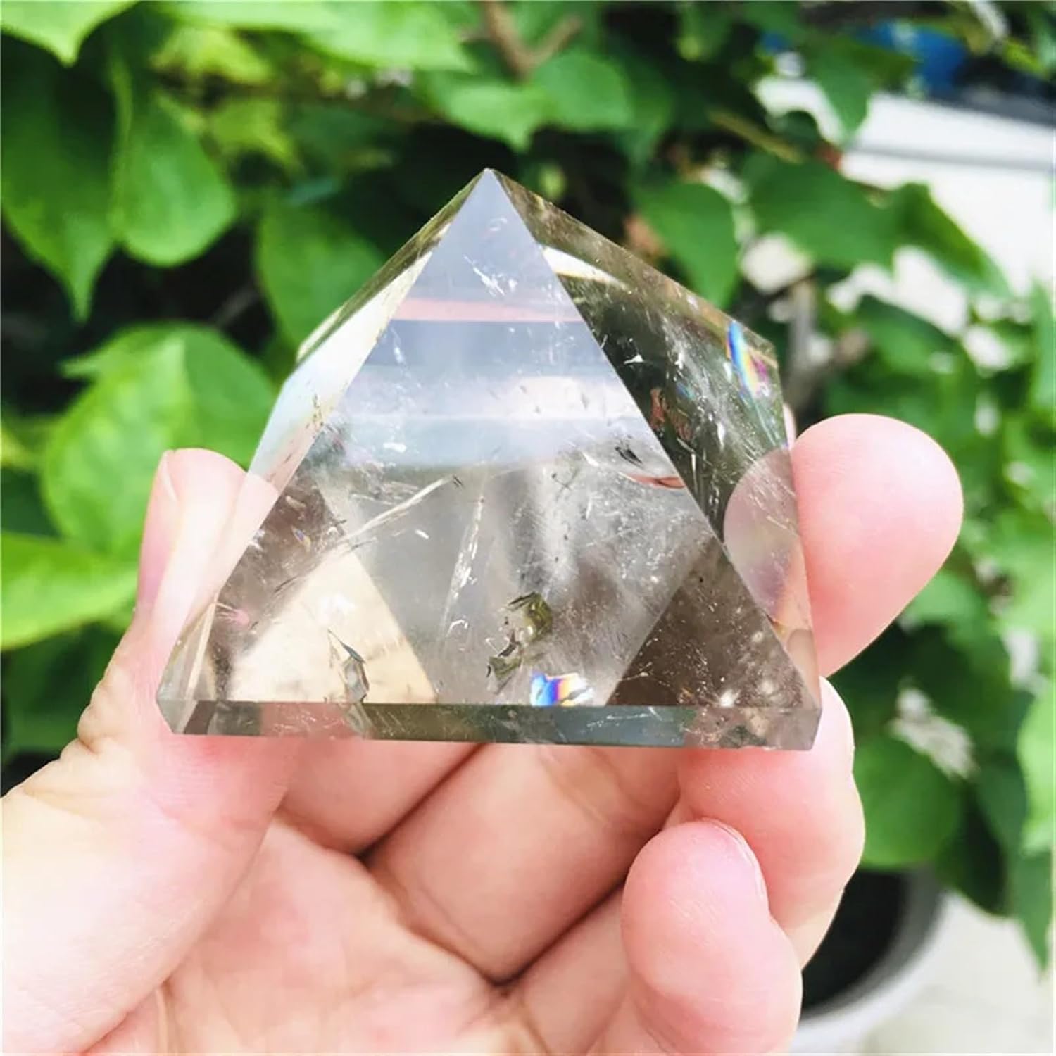 KatLin Light Brown Stone Quartz Healing Pyramid Natural Mineral Triangled Crystal Point Ornaments