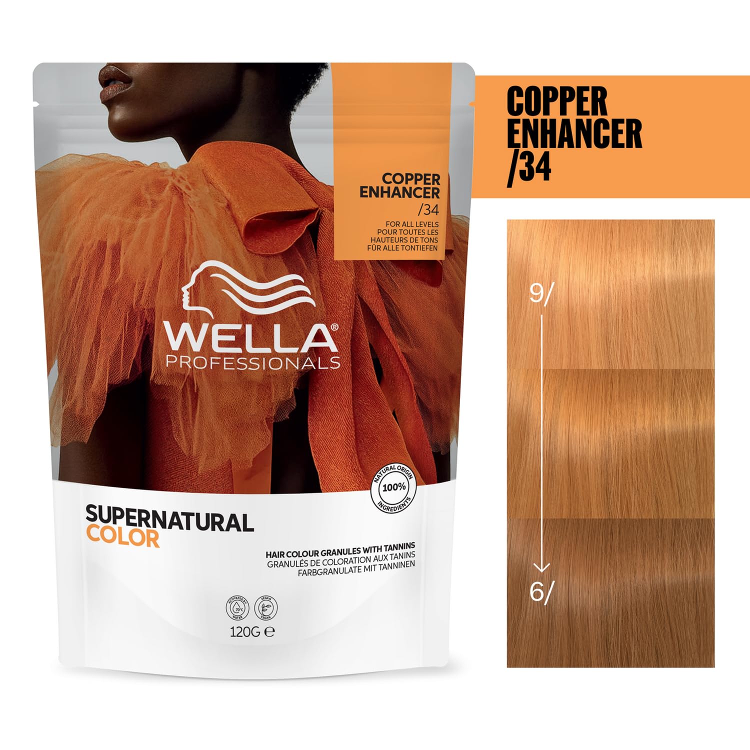 Wella Supernatural Color /34 Copper Enhancer 120 g, profesjonalna kolorystyka, naturalny efekt tonalizujący, delikatne krycie i jasne refleksy, naturalny i jednolity efekt