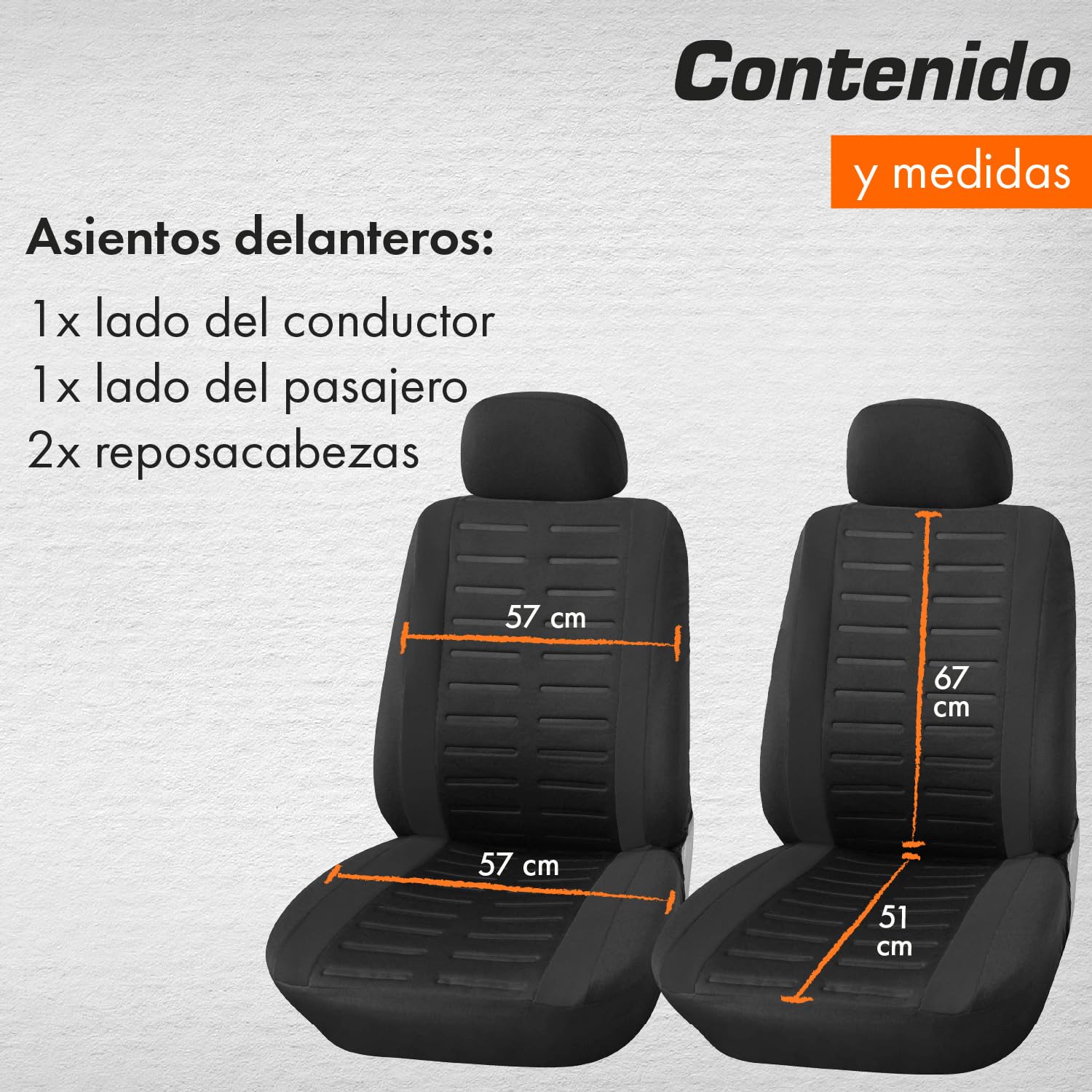Upgrade4cars Fundas Asientos Delanteros Coche Universales Negro | Cubre Universal | Protector de Asiento Delantero para Conductor y Copiloto | Accesorios Interior Decoracion — view 4