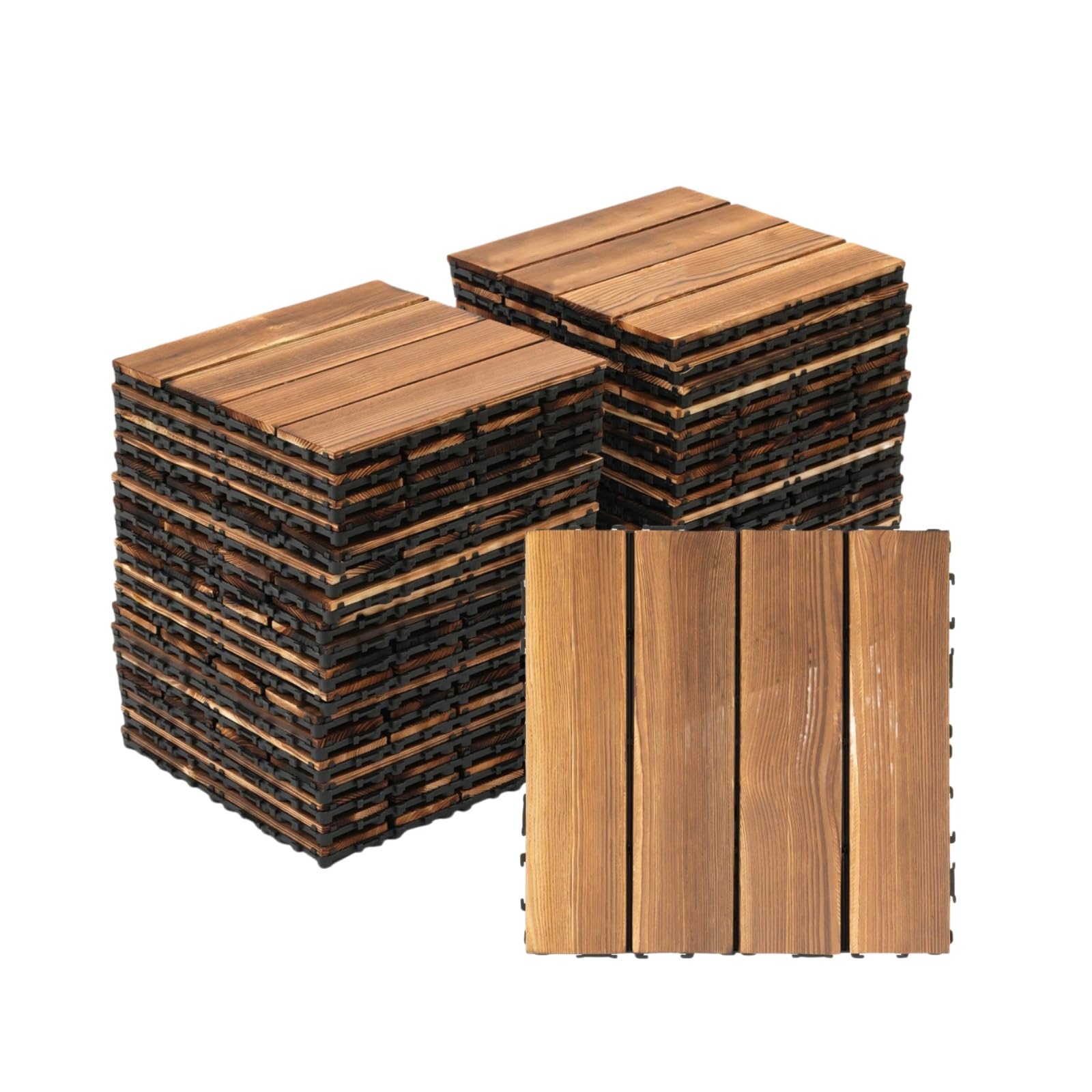 Holzfliesen Balkon 36 Pcs Naturholz Bodenbelag 30 x 30 cm Außen Balkon Bodenbelag Gartenfliesen mit Drainage 3.24m² Balkonfliesen set Wetterfest Balkon Bodenbelag für Terrasse Garten Balkon