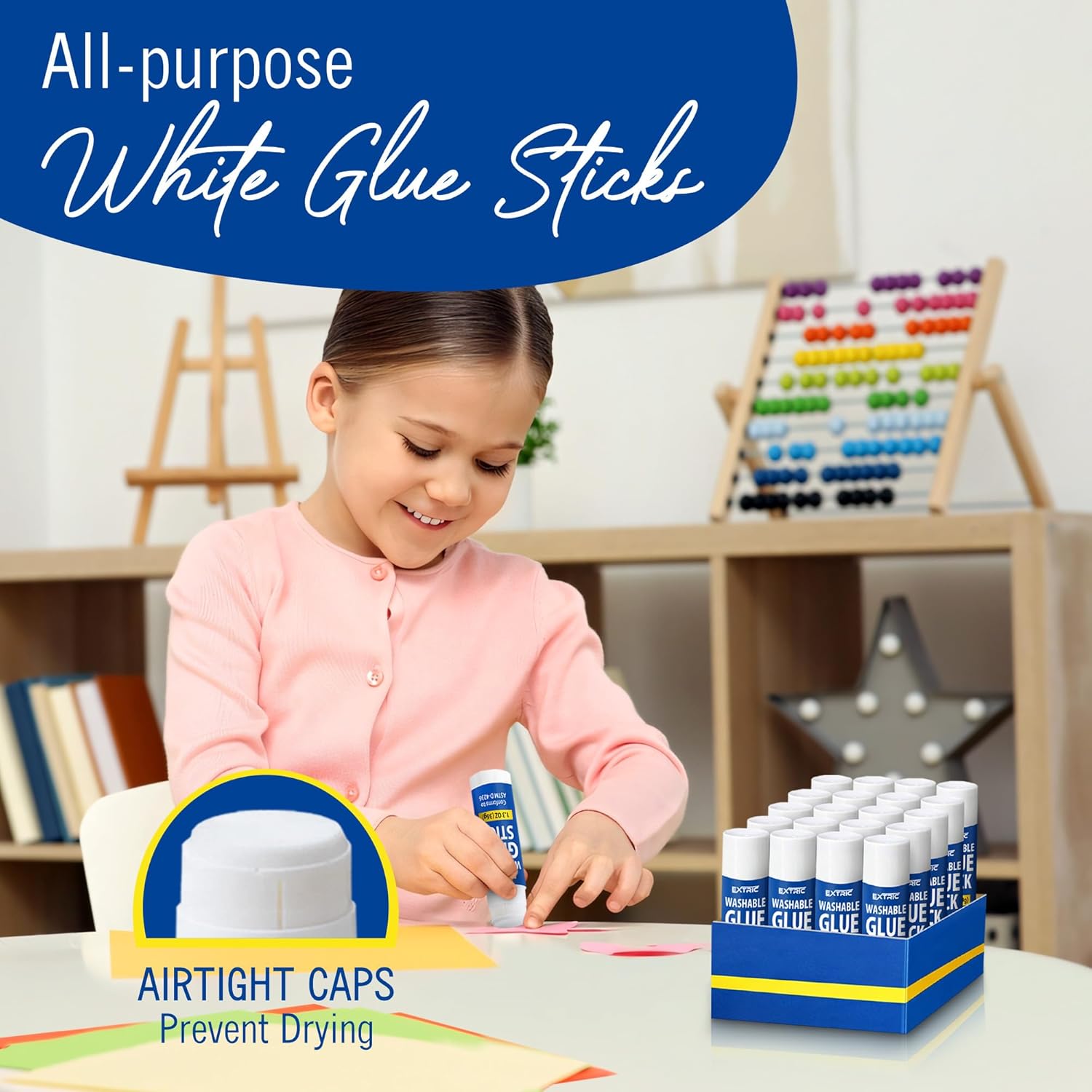 Glue Sticks Bulk Classroom, White Glue Sticks for Kids 60 Count, 1.3 Ounce, Washable All Purpose, for Kids, School and Home