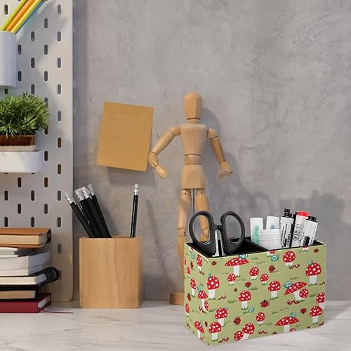 Miniatura 6 de DEHOZO Soporte para bolígrafos, soporte para lápices, para escritorio, mariquitas, caracoles, hongos, piel sintética, almacenamiento de vasos para