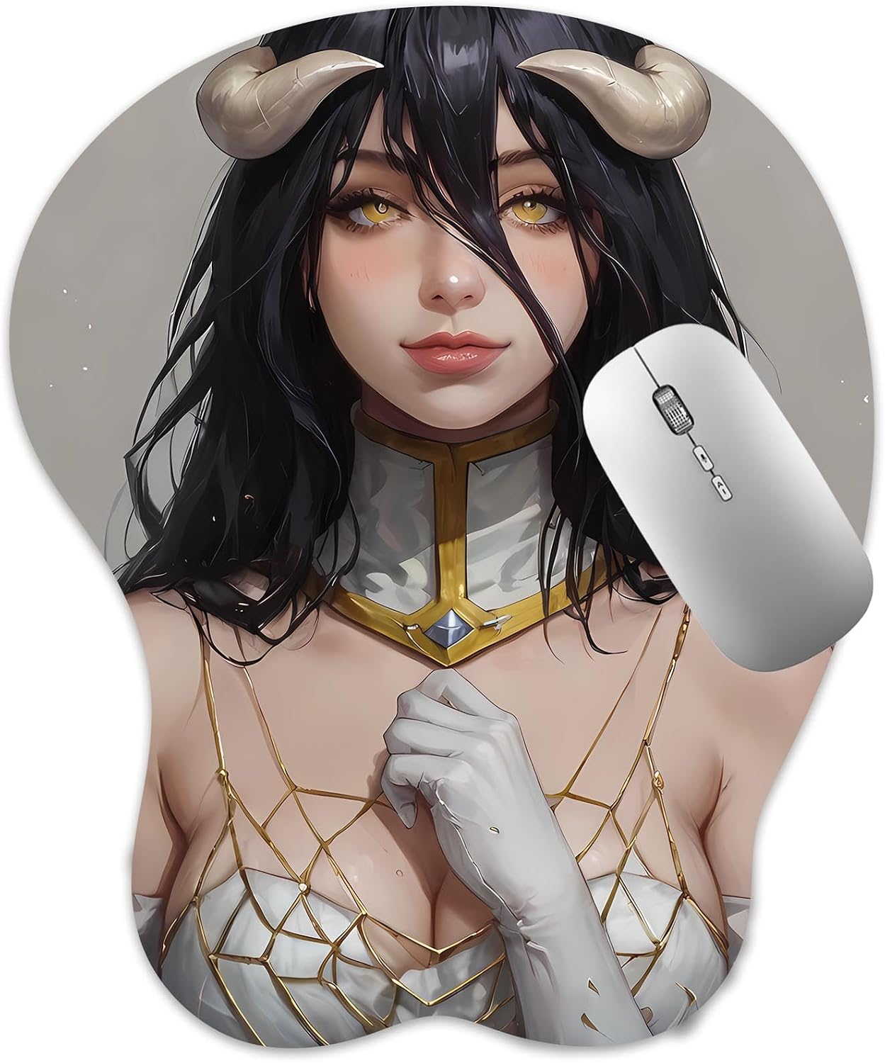 3D Mouse Pad, Oppai Mousepad with Soft Gel Wrist Rest Anime Manga Gaming Boob pad Anti-Slip Mouse Mat, Albed 2