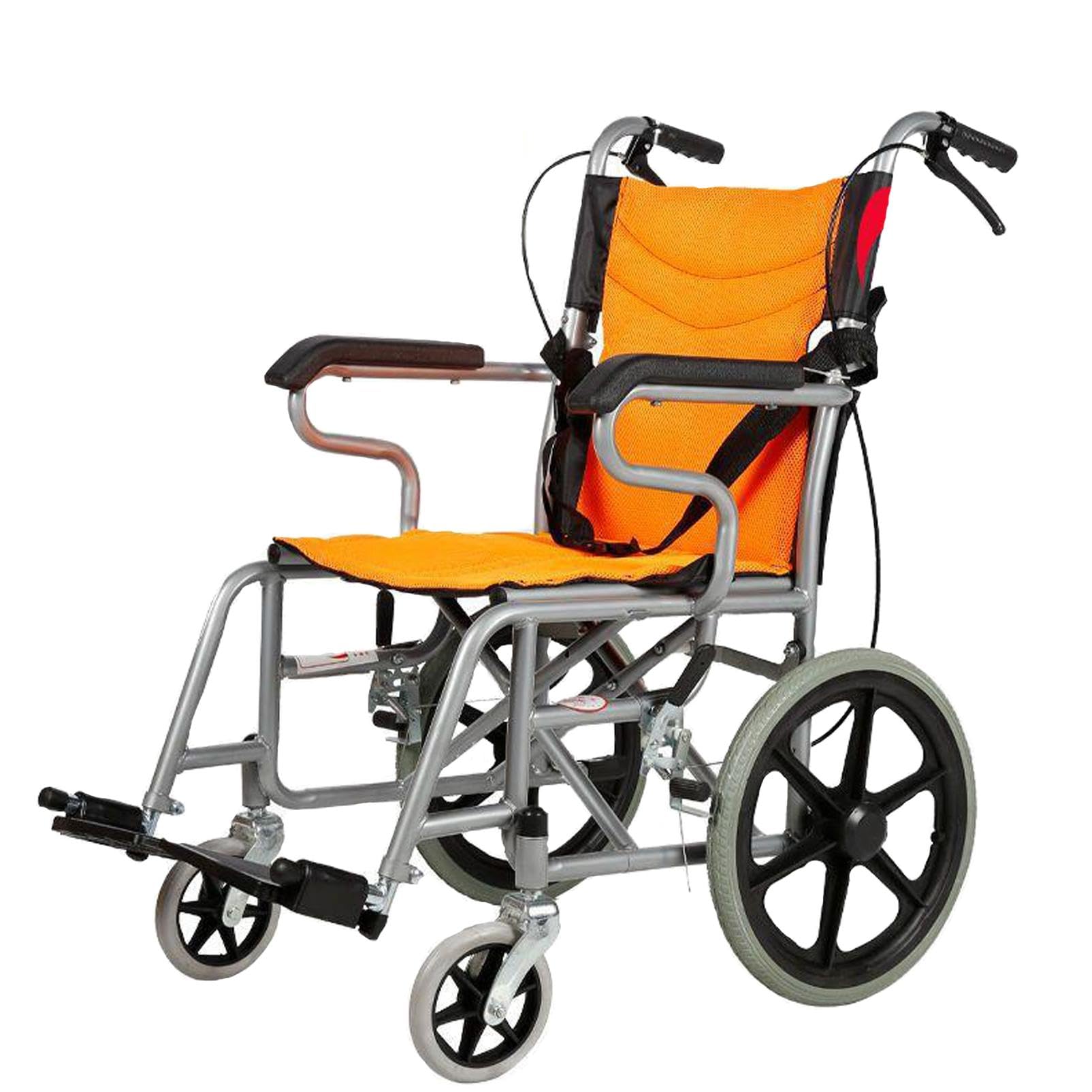 SXSLTSA Wheelchair with Brake for Elderly and Disabled, 16 inch Wheels, Folding footrest, seat 45cm - Yellow Color