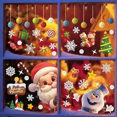 Miniatura 5 de 107 calcomanías de Navidad para ventana, copos de nieve, decoración de ventanas para vidrio, Navidad, Papá Noel, muñeco de nieve, calcomanías para