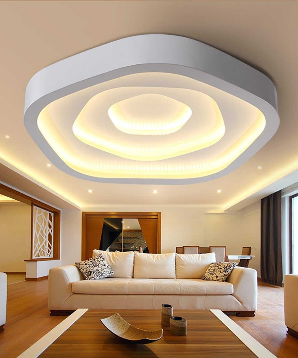 LVHAIPENG Iron Ceiling Lamps Creative Simple Personality Living Room Bedroom LED Ceiling Light White Dimmable With Light Source (Color : Stepless dimming, Size : 73 * 8cm)