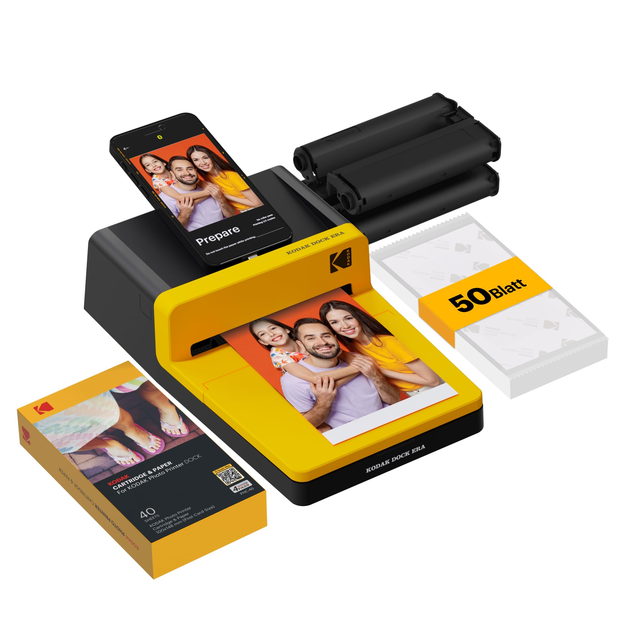 KODAK Dock Era Desktop-Fotodrucker 10x15 cm 50 Blatt Bluetooth 4PASS Farbsublimation