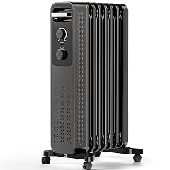 Oil Radiator Heater for indoor Use Large Room with Remote Control Electric Space Heater with 3 Heat Settings