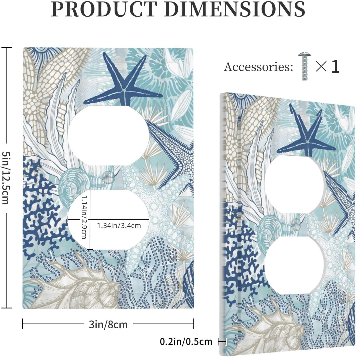 Ocean Nautical Beach Seashell Light Switch Plate Covers Decorative Duplex Outlet Covers Starfish Coral Coastal Wall Plates Eectrical Switchplate Lightswitch for Bathroom Home Accessories image 5